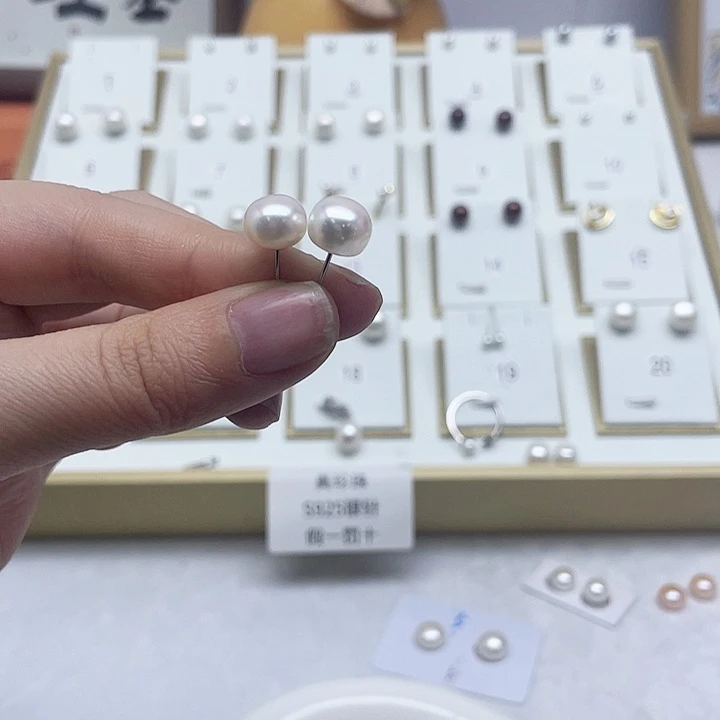 淡水珍珠耳饰银S925镶嵌优****录