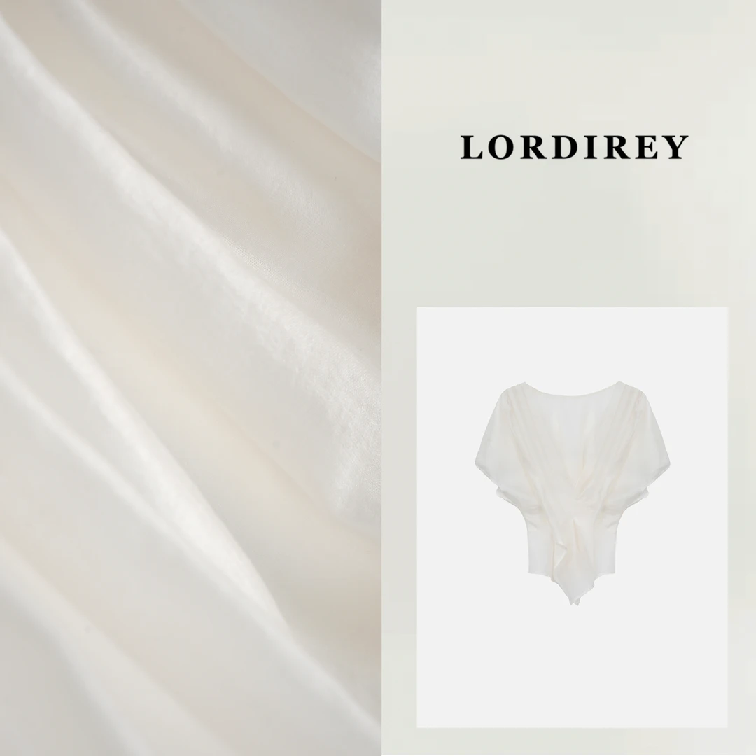 LORDIREY【即兴留白】雪纺衫百搭衬衣纯色轻职风短袖褶皱衬衣653127