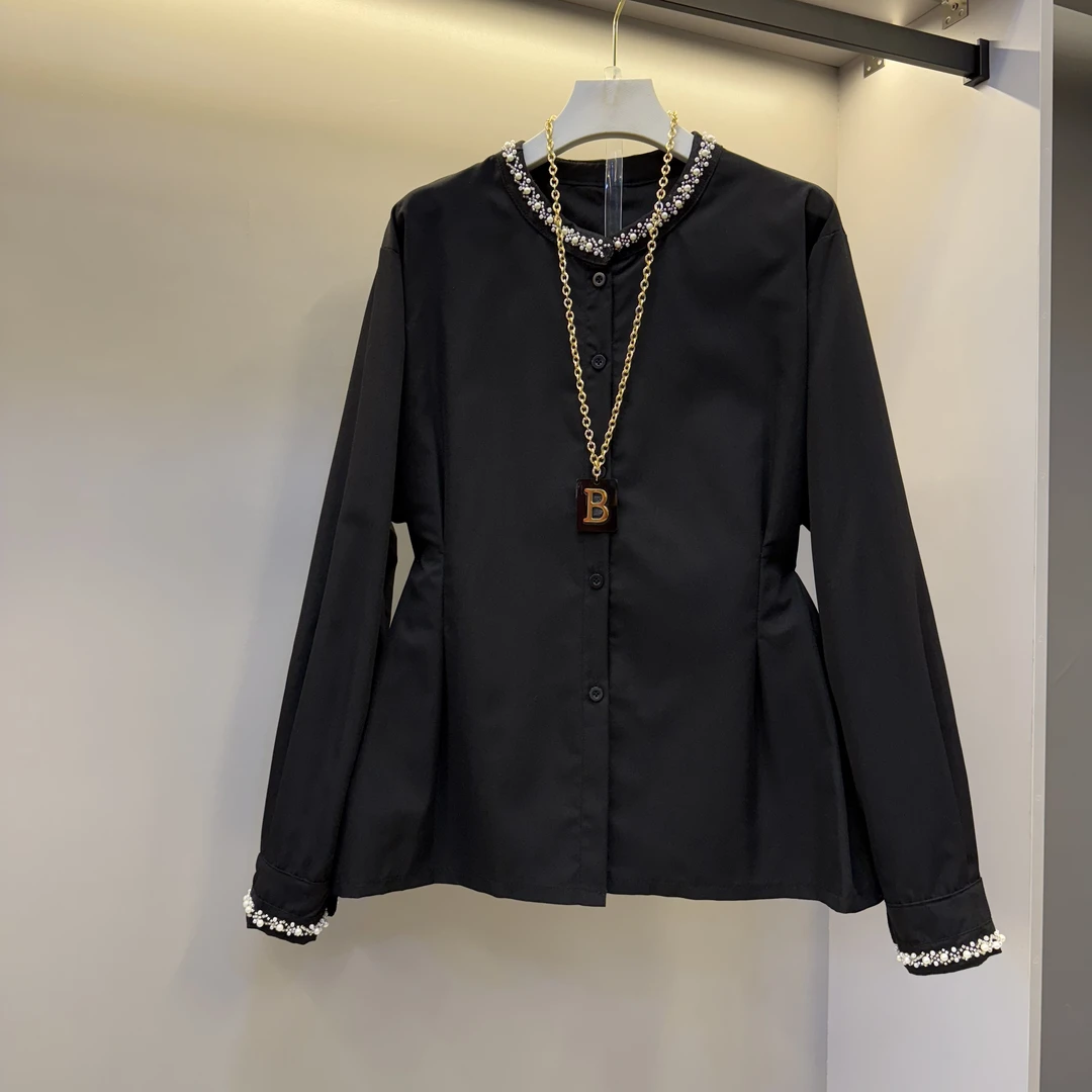 2025早春新款重工百搭收腰欧货气质衬衫