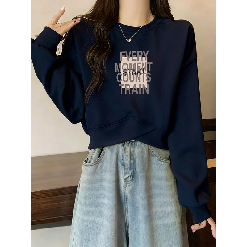 设计感小众不规则短款卫衣女2025年新款秋冬季宽松小个子上衣外套