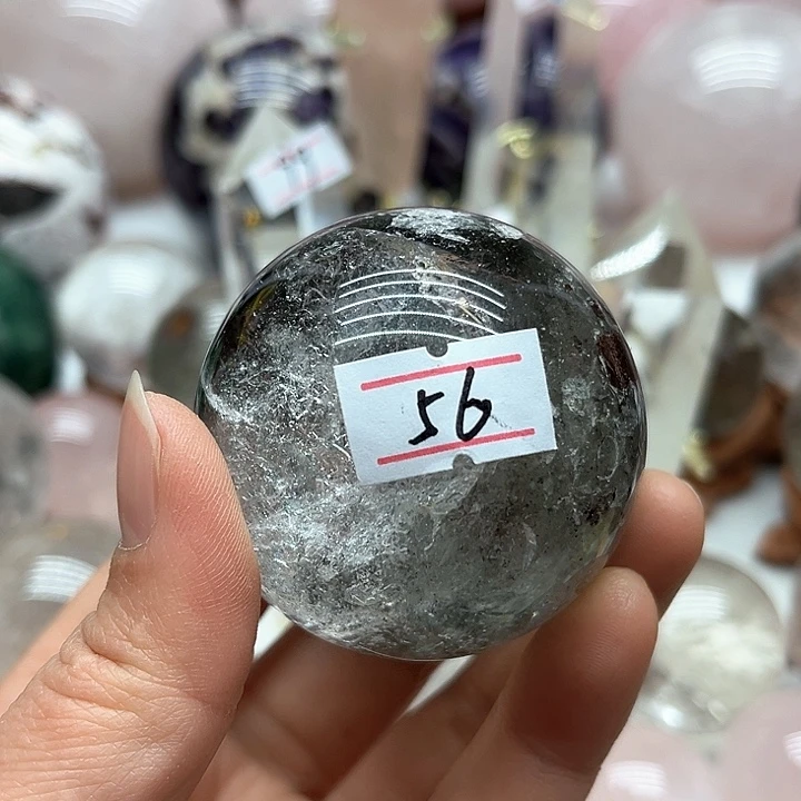 水晶207克白水晶幽灵球银S925镶嵌冬**娘