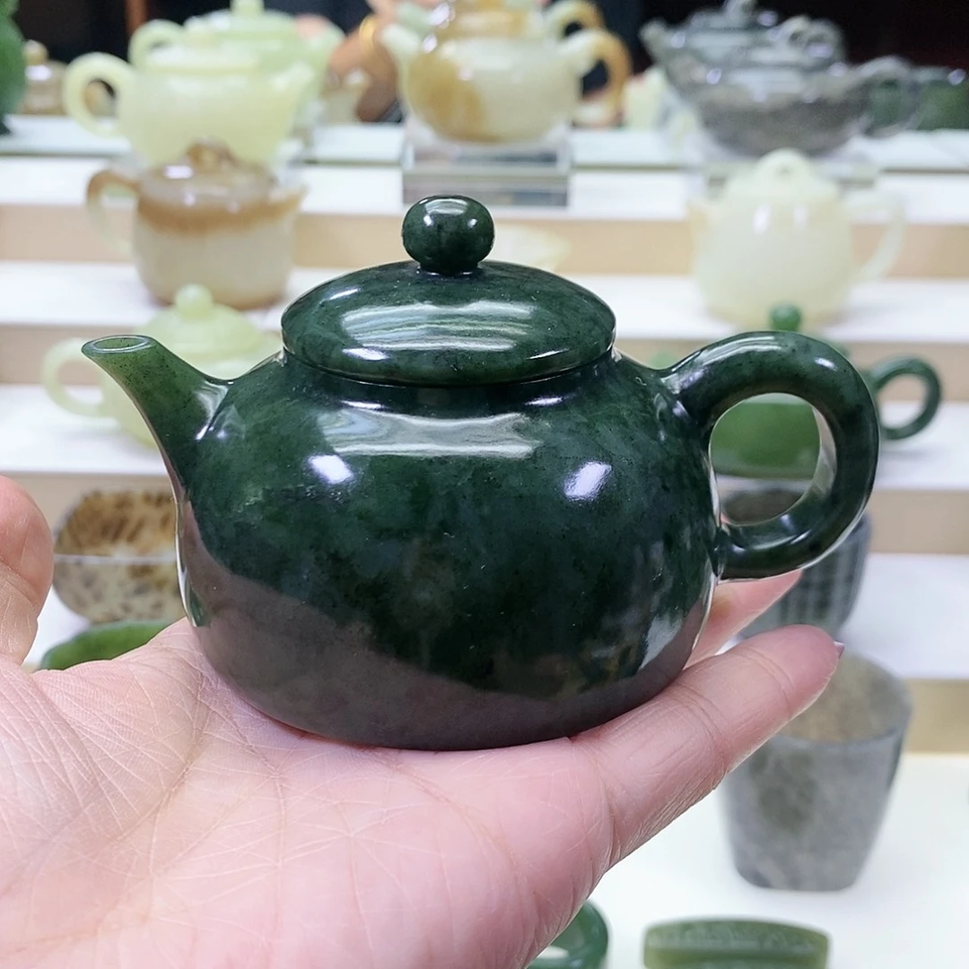 和田玉未镶嵌挂件茶壶130ml