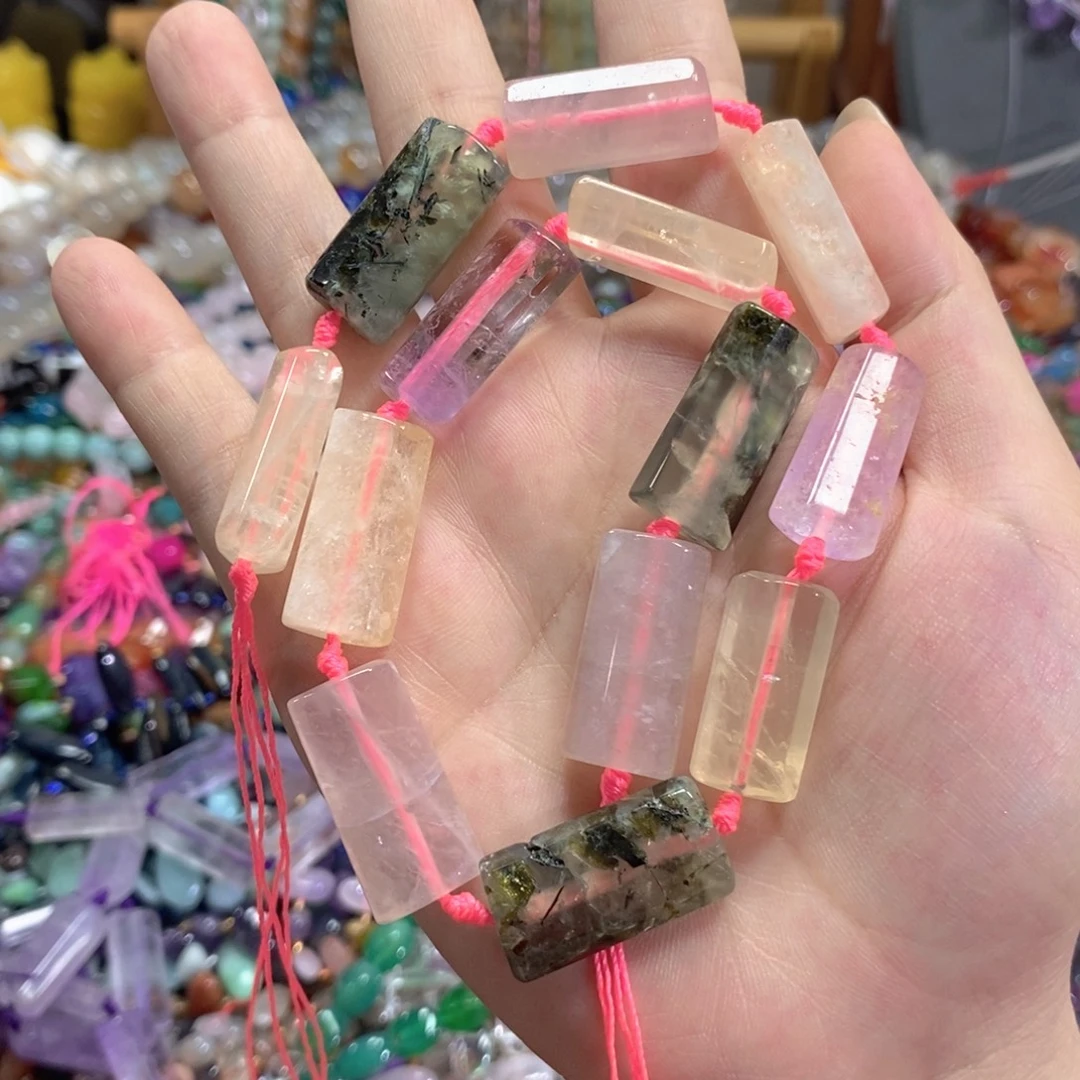玛瑙/玉髓未镶嵌珠宝半成品多宝水晶无事牌一条卡12*26mm