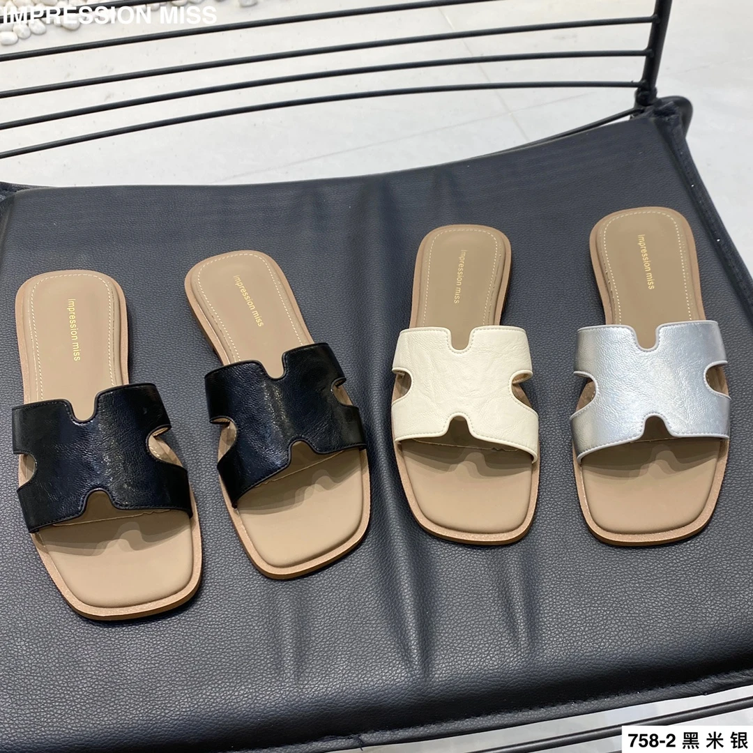 （758-2）时尚百搭勃肯一字凉拖鞋