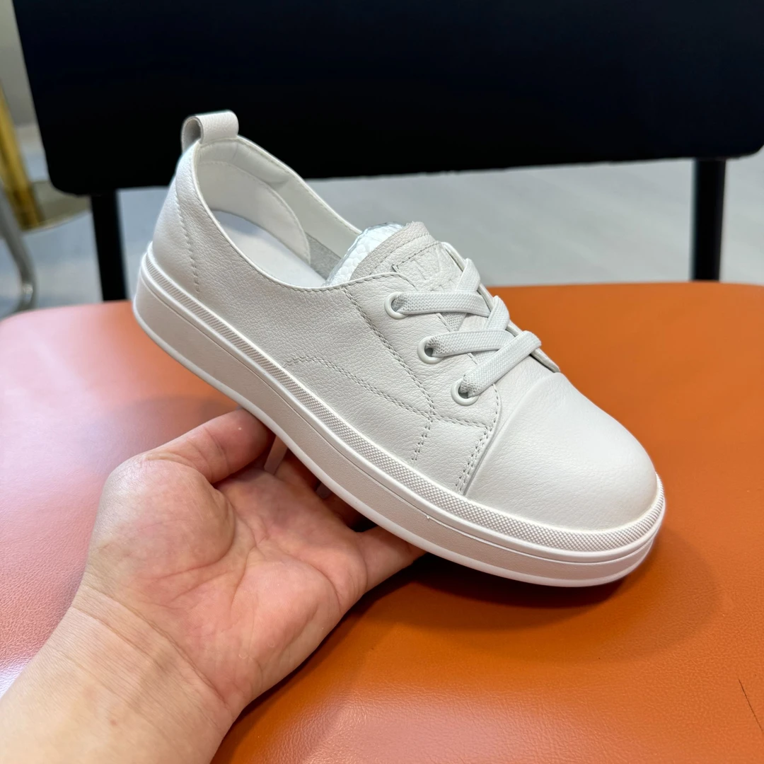 真皮头层牛皮小白鞋时尚百搭浅口女鞋软底软面真皮鞋
