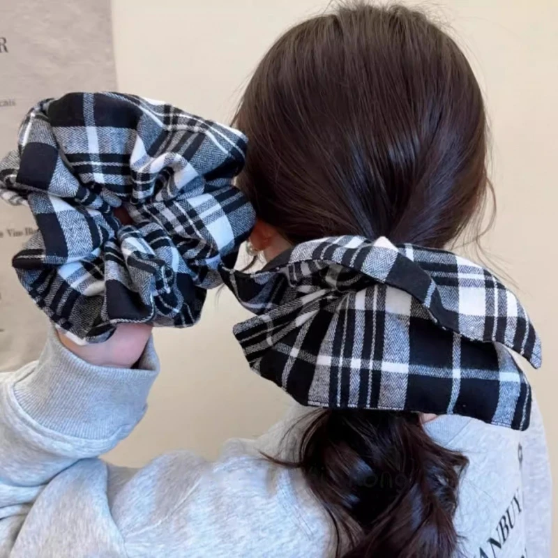 学院风洋气可爱方巾大肠发圈高级感时尚气质韩版发饰大肠发圈发饰
