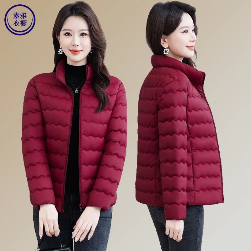 中年妈妈棉服女时尚新款冬季外套中老年人女款保暖小棉衣轻薄棉袄