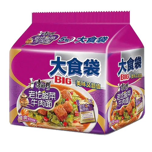 康师傅 大食袋老坛酸菜牛肉面 162g*5（新老包装随机）