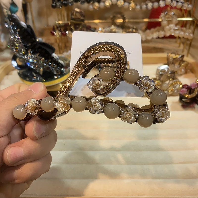 弈唯2025新款12厘米焦糖色大号抓夹可爱顶夹气质网红时尚百搭简约