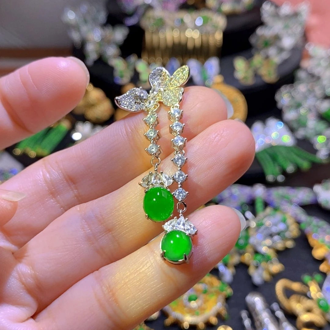 吊坠(不含链)银S925镶嵌翡翠