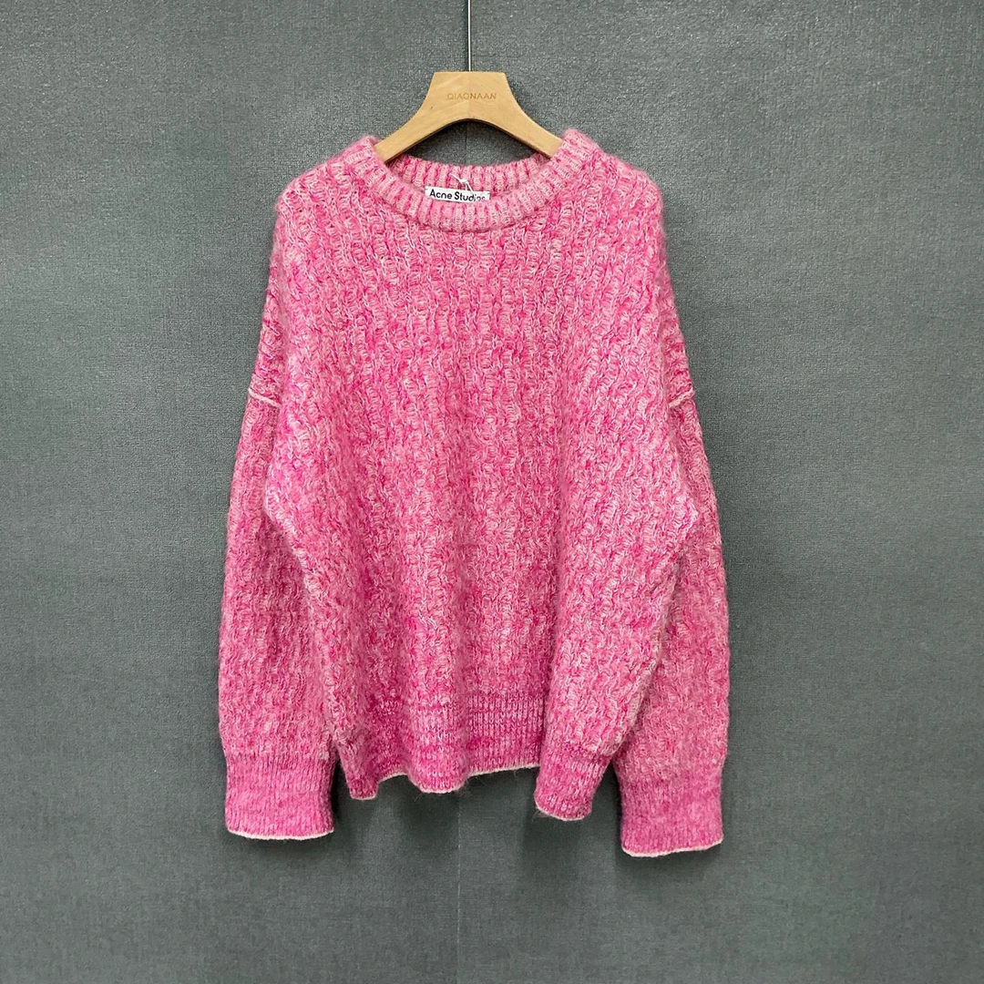 全新未使用 Acne studio 混色粉色针织圆领毛衣全新带吊M码