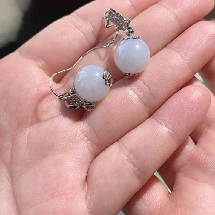 翡翠银S925镶嵌耳饰翡翠A货耳饰