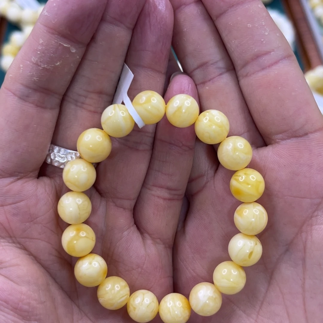 蜜蜡未镶嵌珠宝奇石10+mm浓腊白花