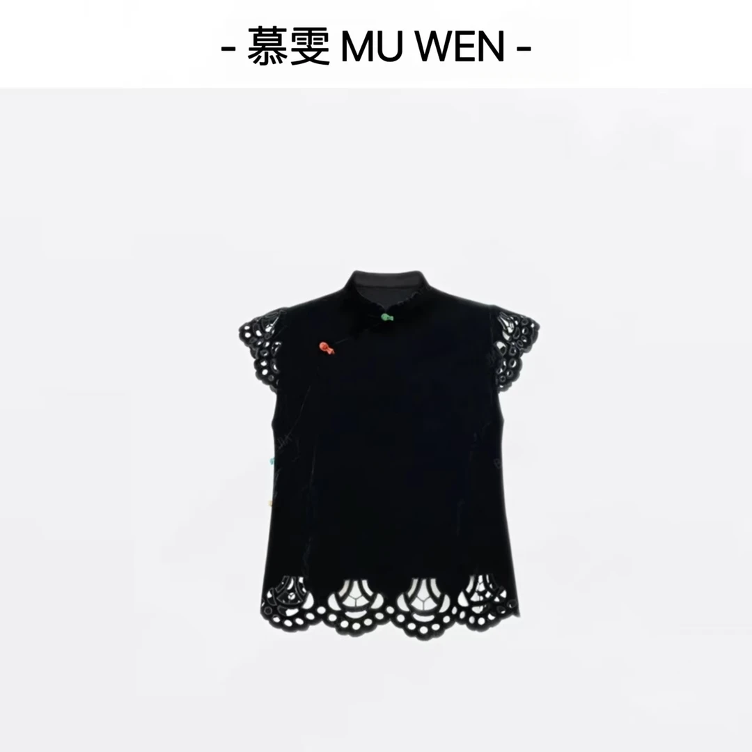 【月下夕颜】新中式气质丝绒盘扣显瘦上衣25148840