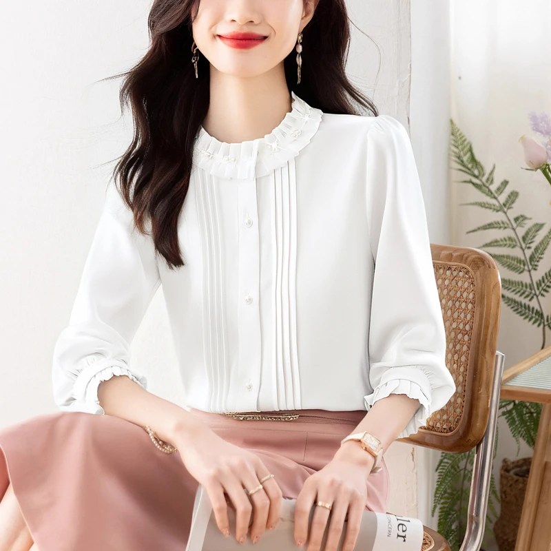 气质长袖衬衫女春秋季新款显瘦洋气百搭时尚女士小衫设计感上衣