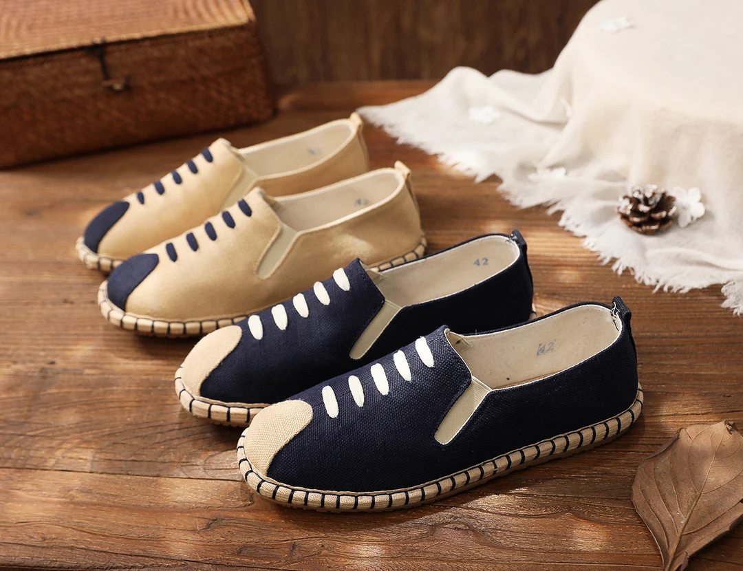 民族风麻鞋手工千层底男鞋一脚蹬休闲老北京布鞋开车软底渔夫男鞋