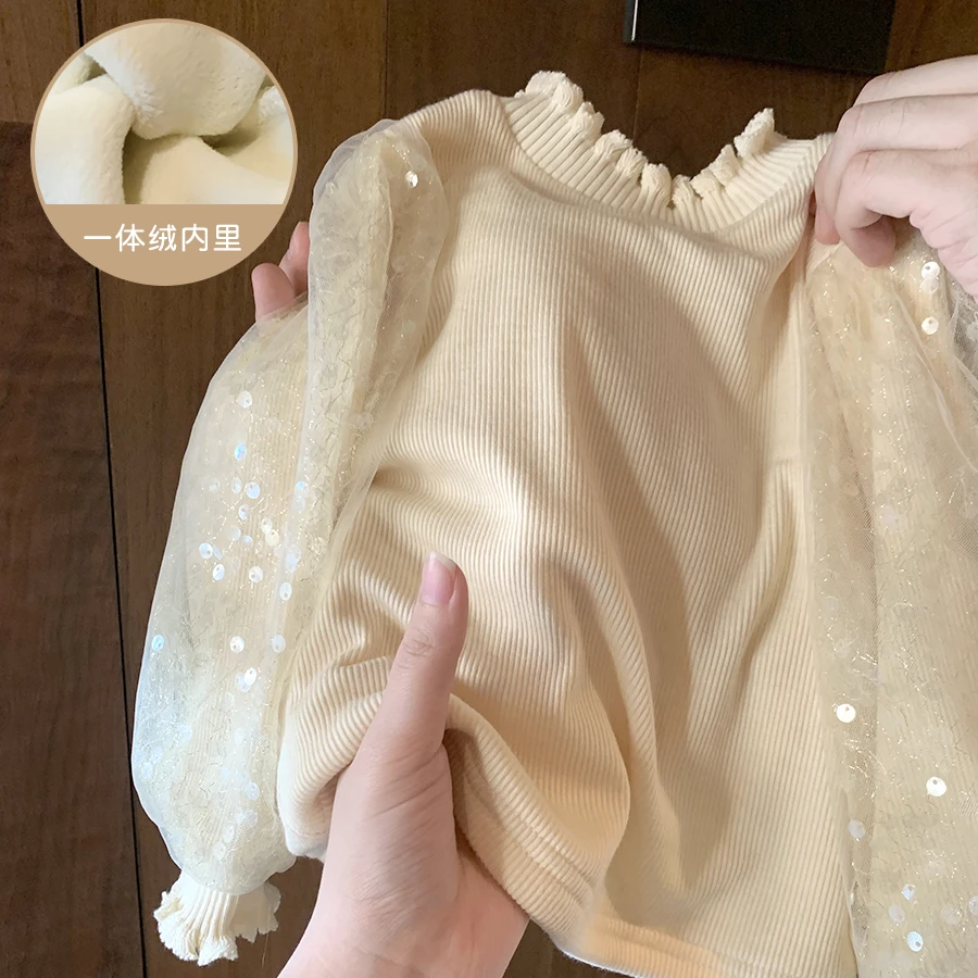 【现货 】女童加绒打底衫公主2024新款冬装小童女宝宝百搭上衣洋气