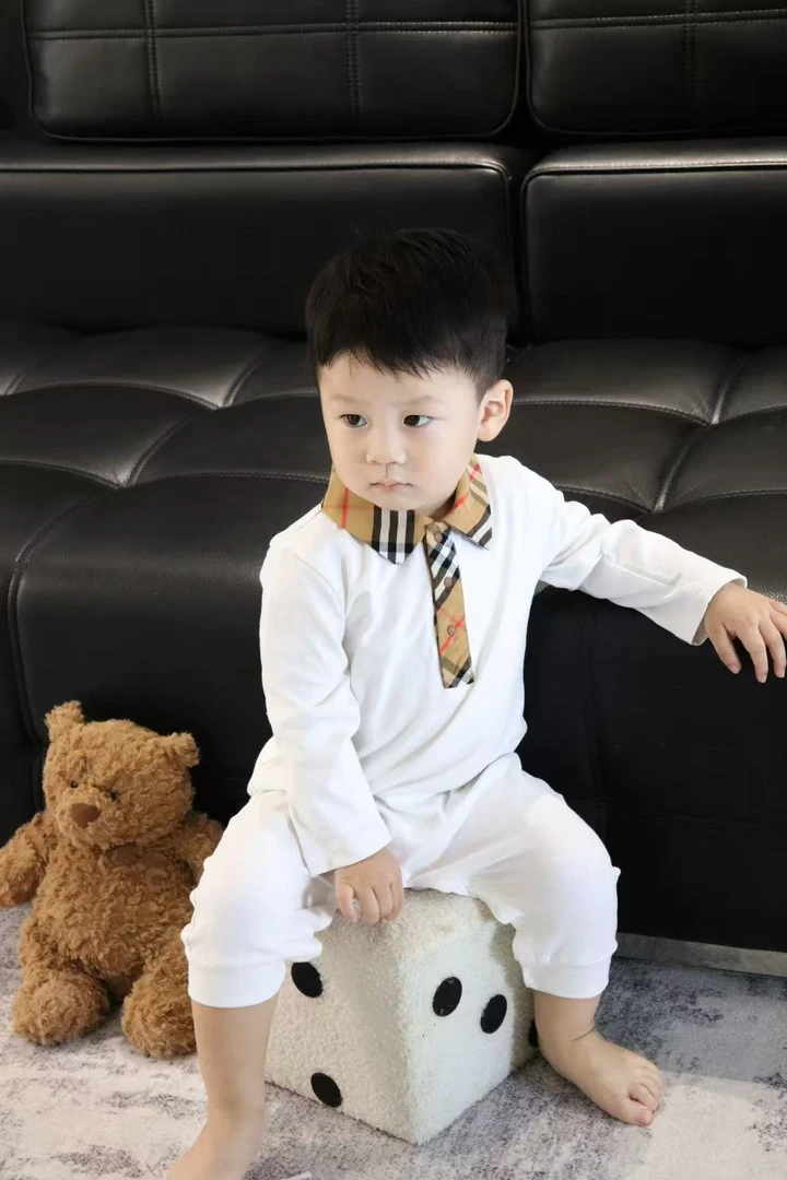 经典质感格子领长袖爬服