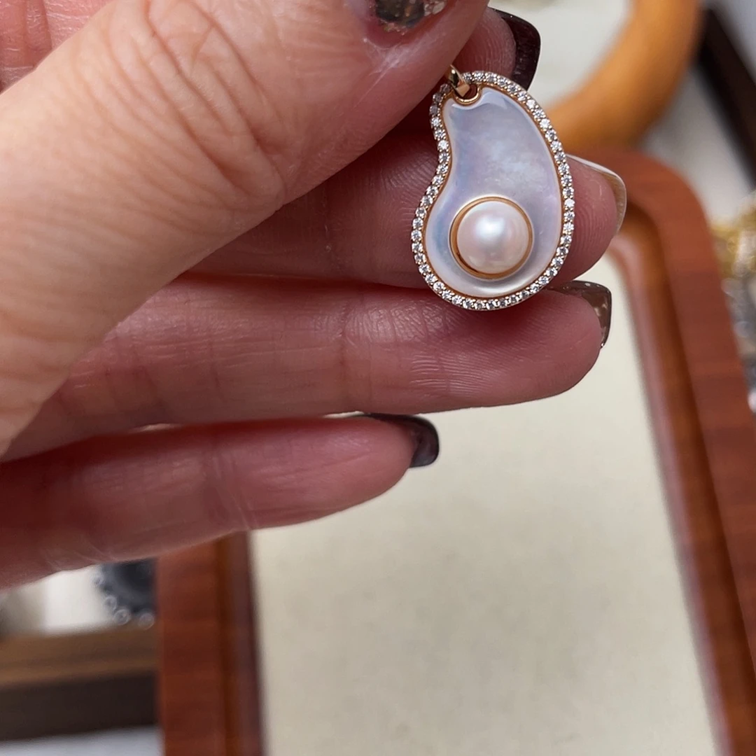 吊坠(不含链)海水珍珠银S925镶嵌