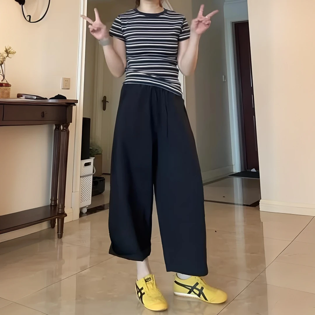 轻薄款九分裤夏日女2025新款胖MM遮肉显瘦轻薄松弛感休闲阔腿裤