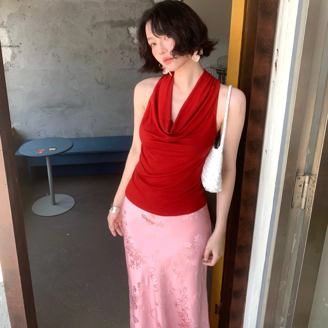 酒午自制2025夏季新款【失重棉】法挂脖荡领无袖上衣