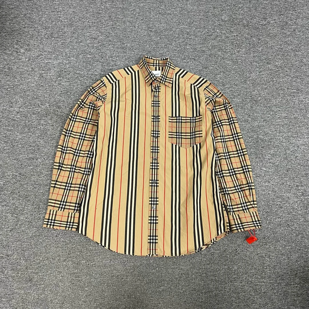 99新 BURBERRY/博柏利 竖条纹 拼接 格纹 m码