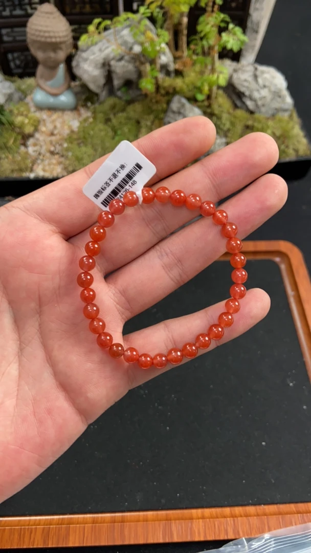 24126-148天然原矿南红冰红手串6mm