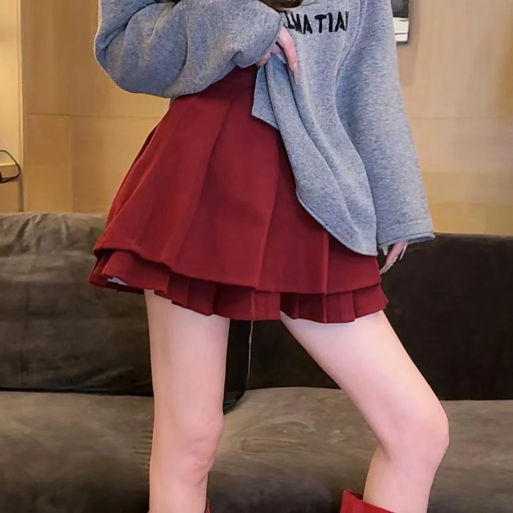 GUIDI GUDI【红房子】百褶双层蓬蓬少女短半裙