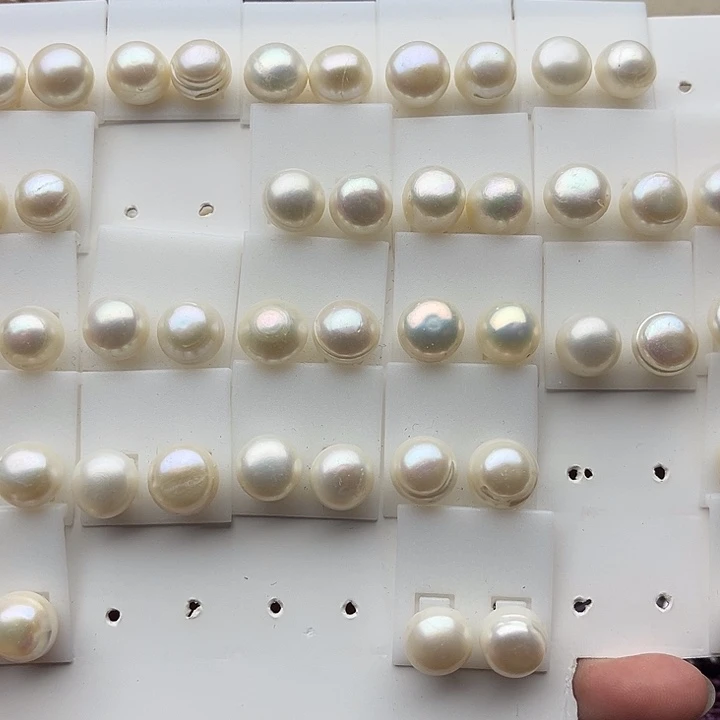 玛瑙/玉髓未镶嵌珠宝半成品一对10mm左右螺纹珍珠耳钉