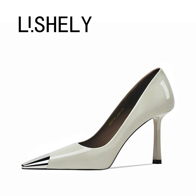 1129[璃光梦影]尖头法式上班单鞋细跟高跟鞋白色浅口轻奢女鞋软皮