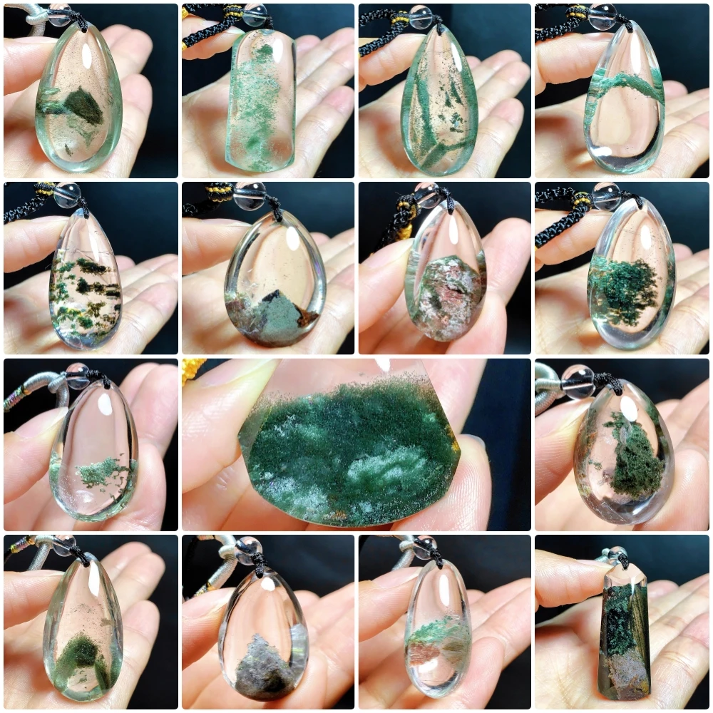 东海水晶天然绿幽灵水晶吊坠毛衣链平安绿幽灵纯天然100%真品