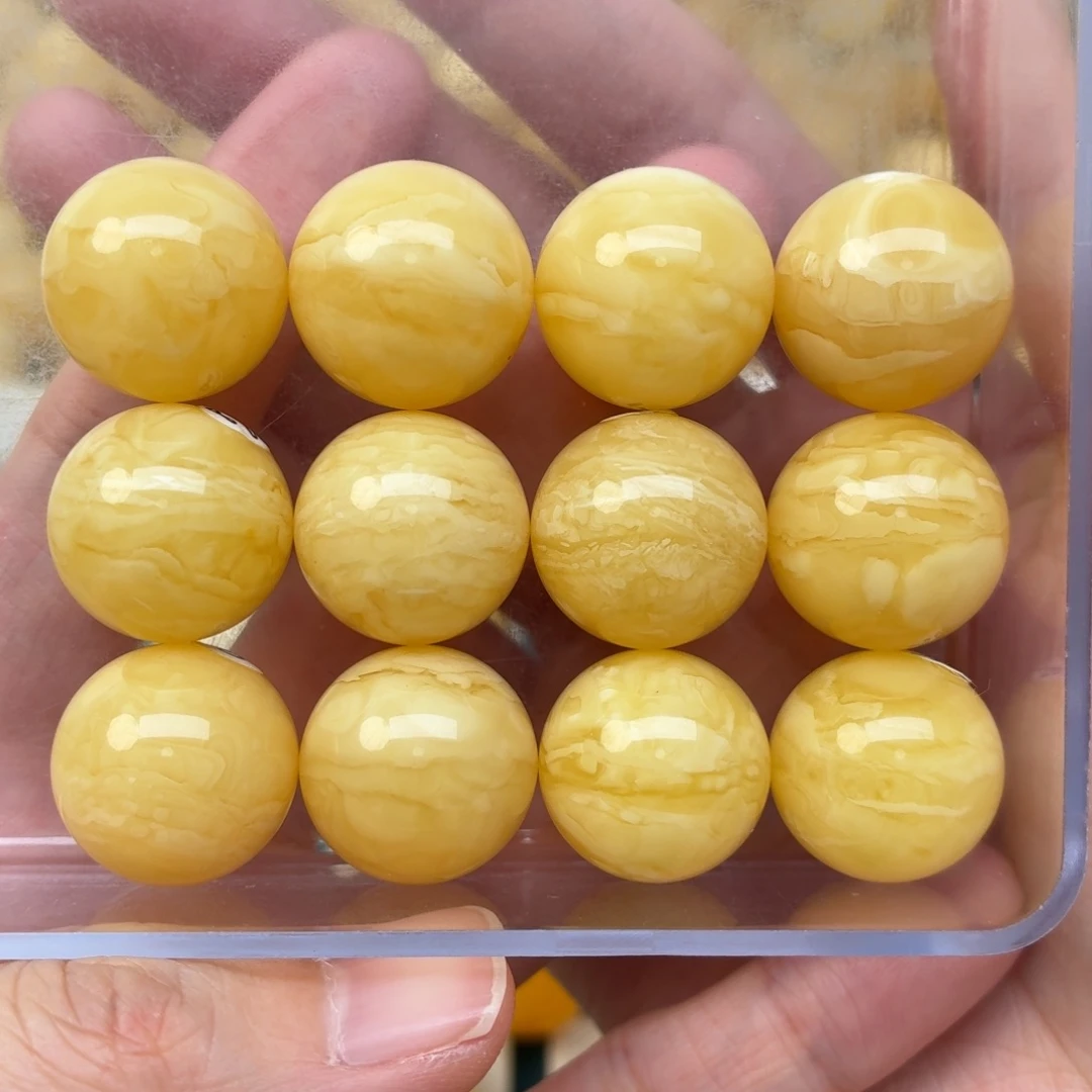 蜜蜡未镶嵌裸石18+虎皮妖花手串