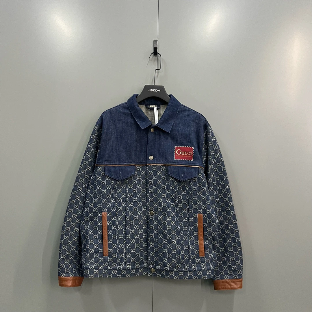95新 GUCCI/古驰 复古蓝双G牛仔夹克 50码/21000/