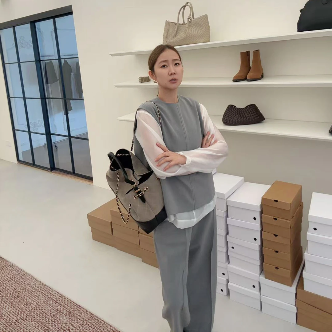 widelia陈魅儿2025秋冬新款休闲百搭上衣马甲+阔腿裤三件套811825