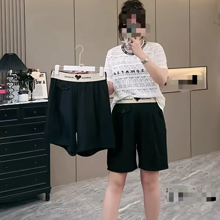 6618爱心字母腰西装5分短裤