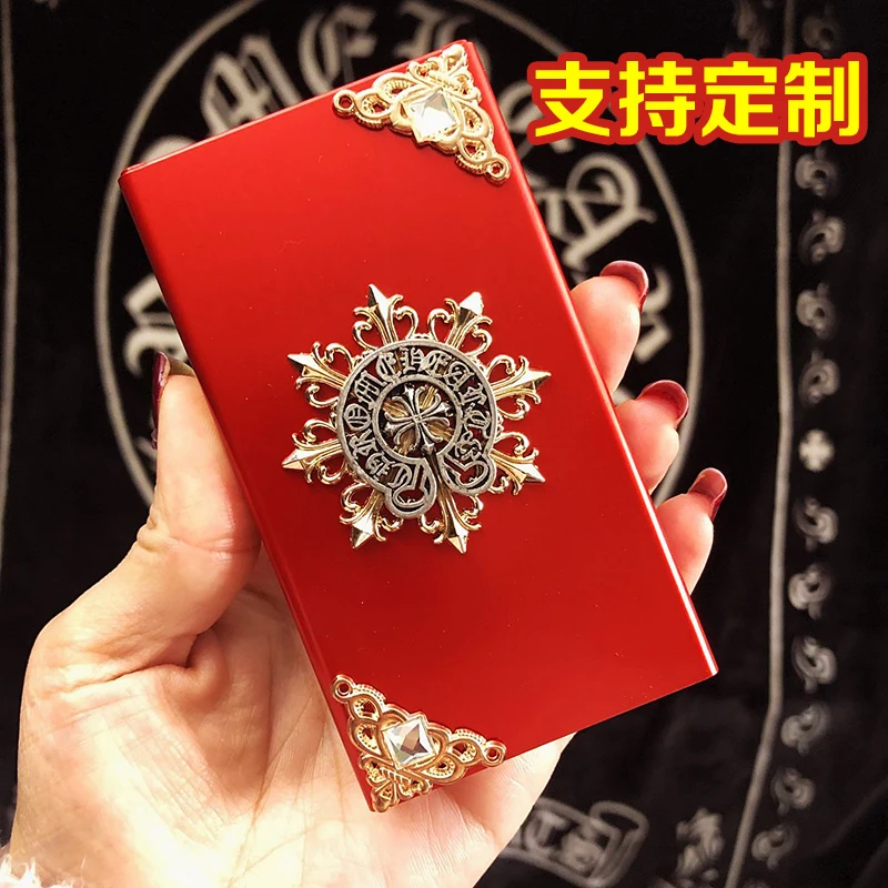 下滑铝合金金属贴章烟盒20支装定制照片男士细支自动弹盖粗支中支