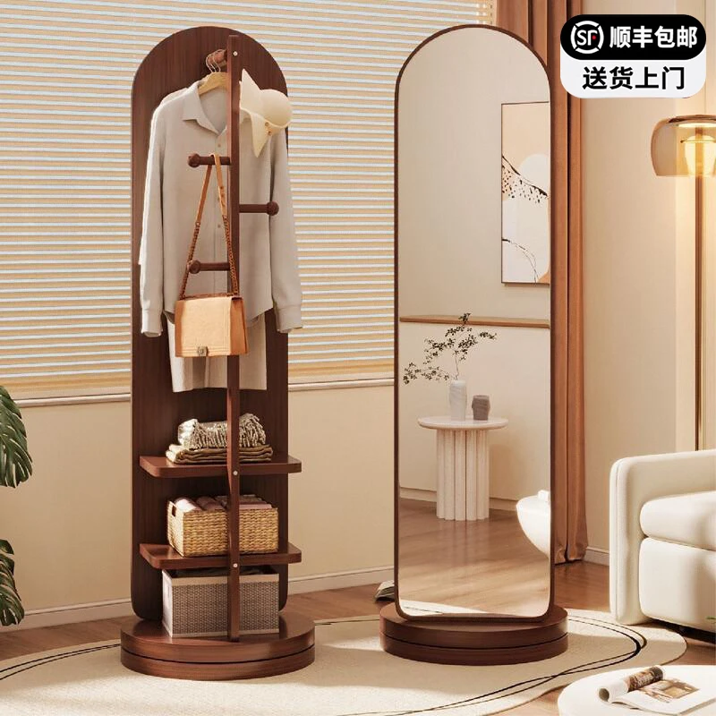 旋转落地镜全身镜卧室家用置物架可挂衣帽架一体穿衣镜大试衣镜子