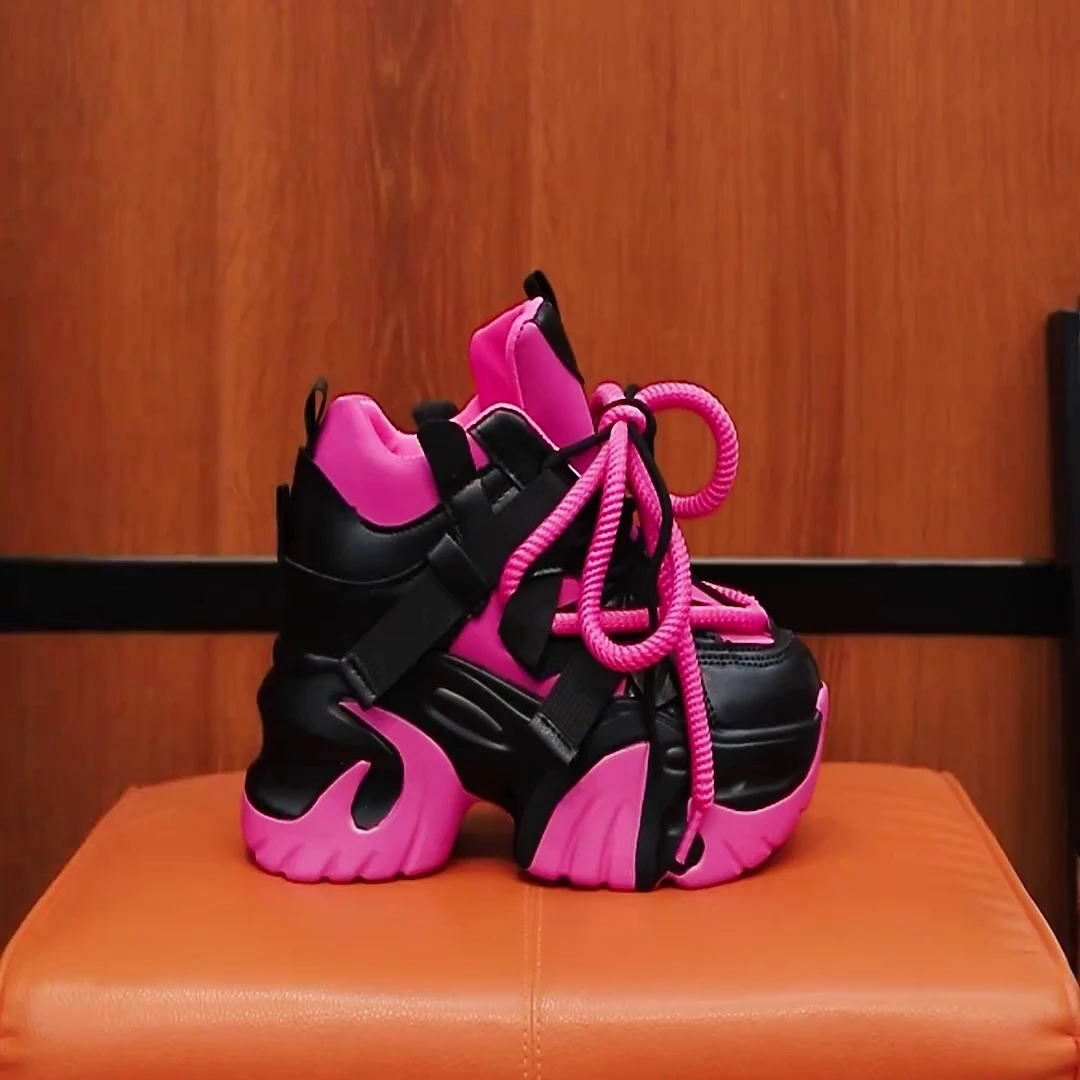 小个子厚底增高老爹鞋女款ins潮春季新款百搭拼色休闲松糕运动鞋