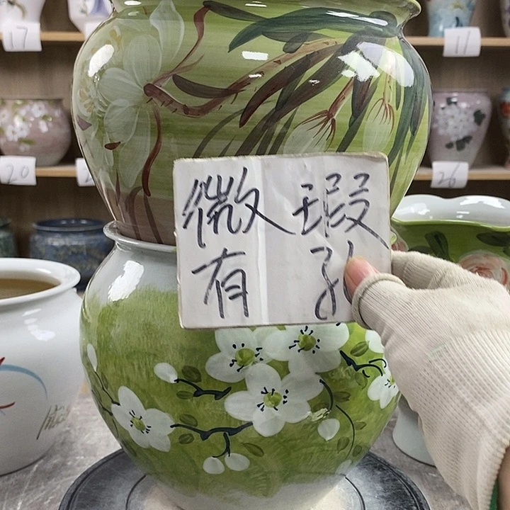 缸静*肉13xc景德镇陶瓷花盆微瑕