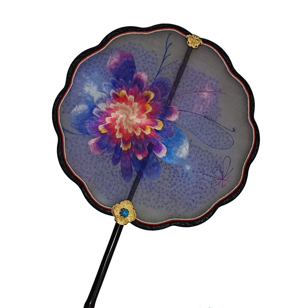 【紫气芳华】非遗纯手工苏绣双面绣团扇古风汉服中国风特色礼物-14