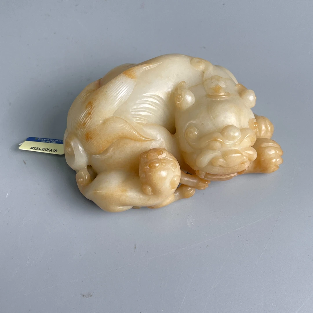 二十世纪中后期和田玉太师少师-M25AJ005A18/摆件/绣花张