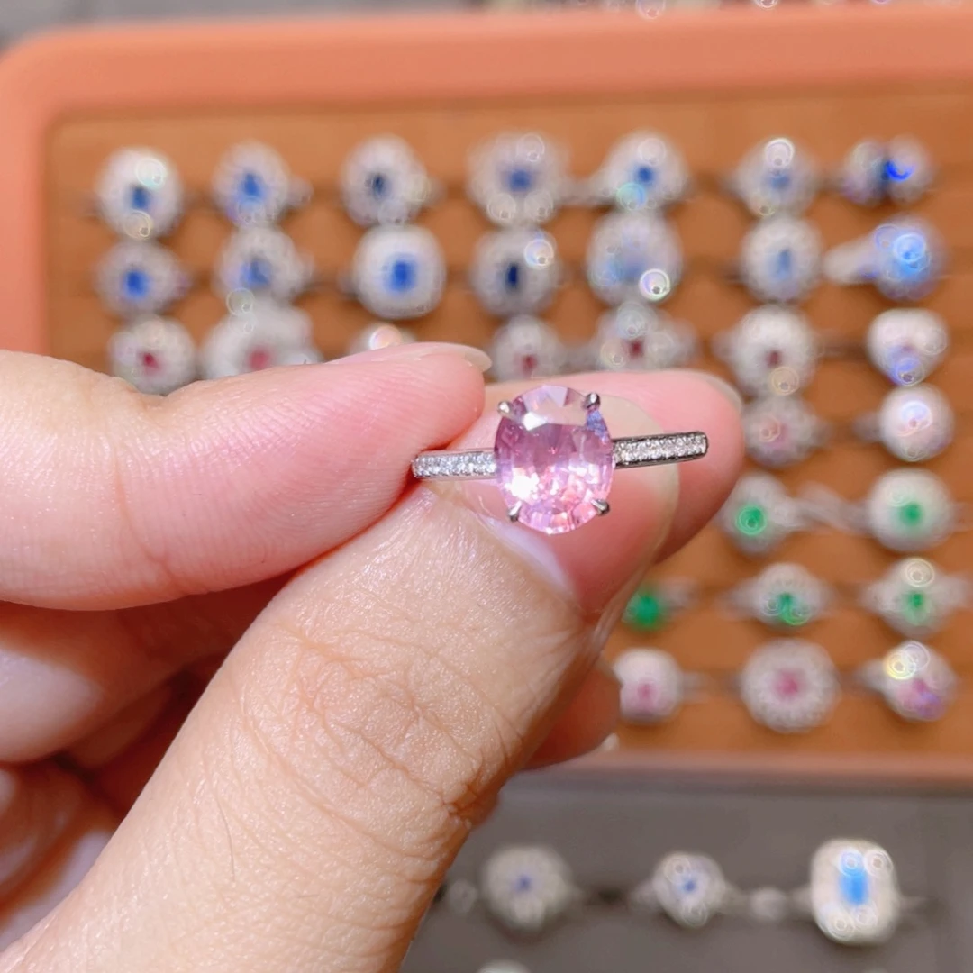 18K金镶嵌戒指彩色蓝宝石2.03ct 无烧帕帕