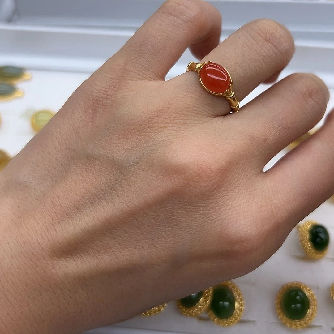 银S925镶嵌南红玛瑙戒指