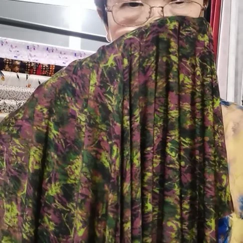 弹力真丝布料紫小花1米