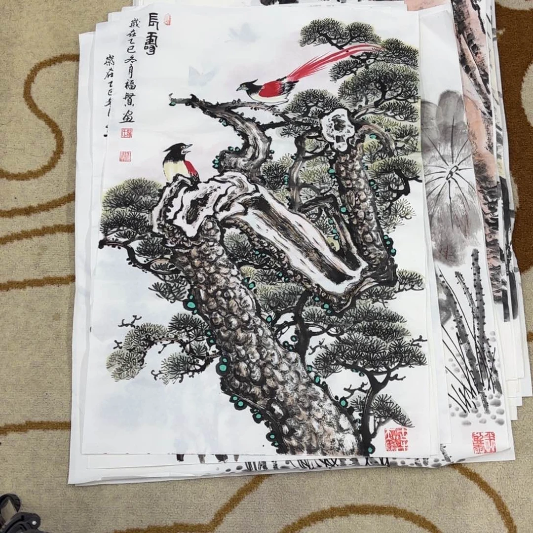 国画罗福贤四尺三开艺