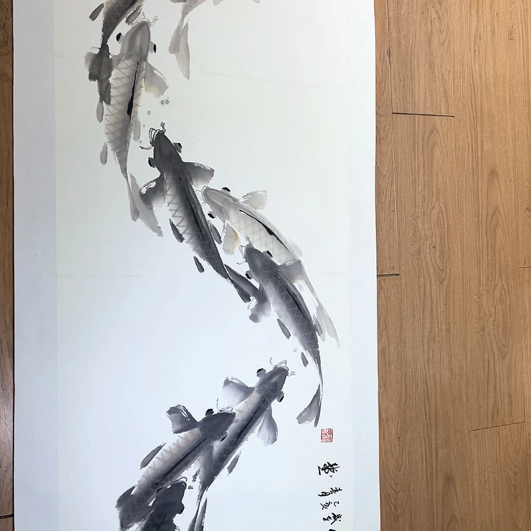 国画知鱼之乐纯手绘
