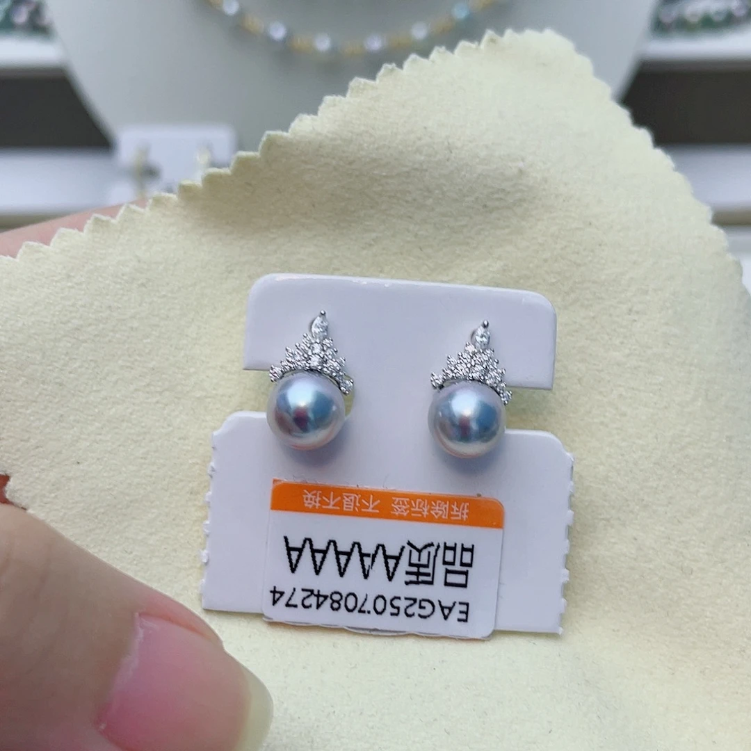 银S925镶嵌耳饰海水珍珠w81