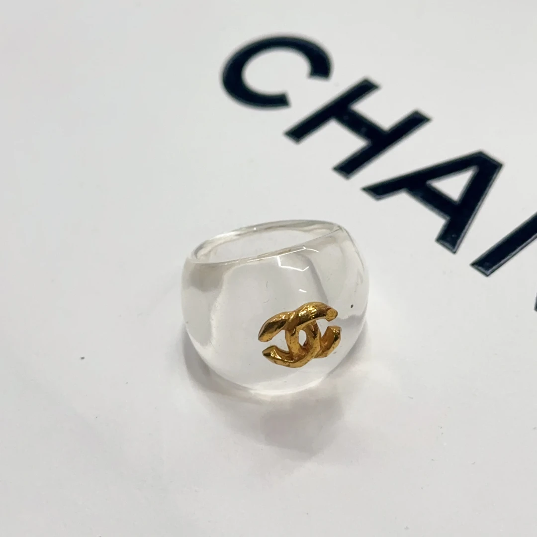 95新 Chanel/香奈儿 vintage香奈儿中古亚克力戒指（欧码54港码15