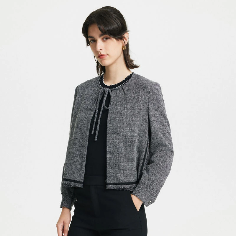 【舒适弹性】G2000女装商场款柔软弹性优雅淑女绑带外套