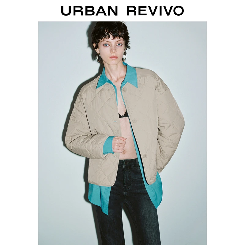 UR女装时尚休闲百搭菱格绗缝圆领棉服UYY140002